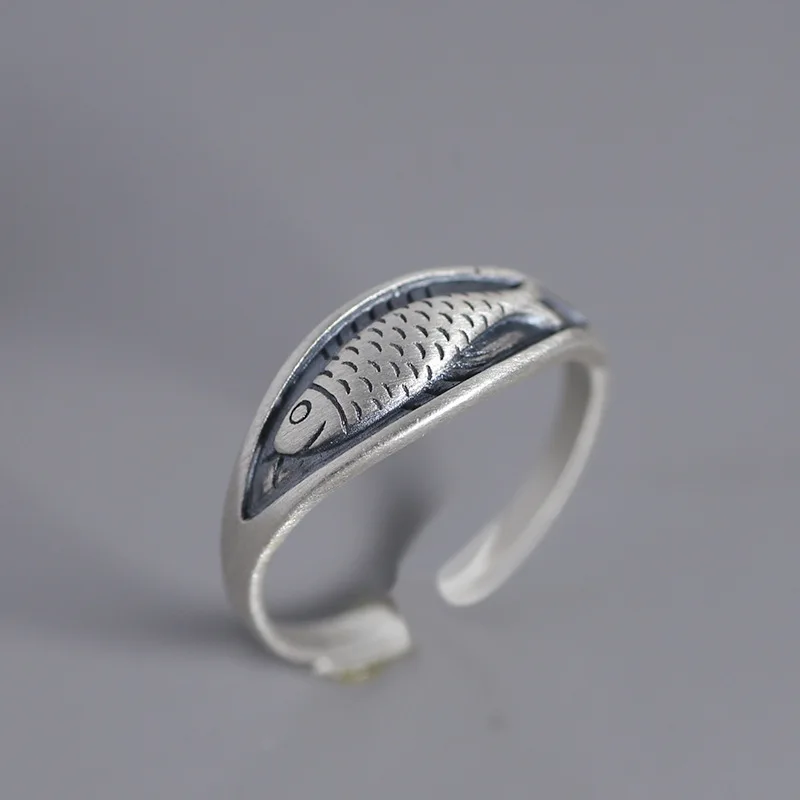 

New in 925 Sterling Silver Fish Adjustable Rings For Women Engagement Luxury Beautiful Jewelry Gifts Female Jewellery Moneys 925