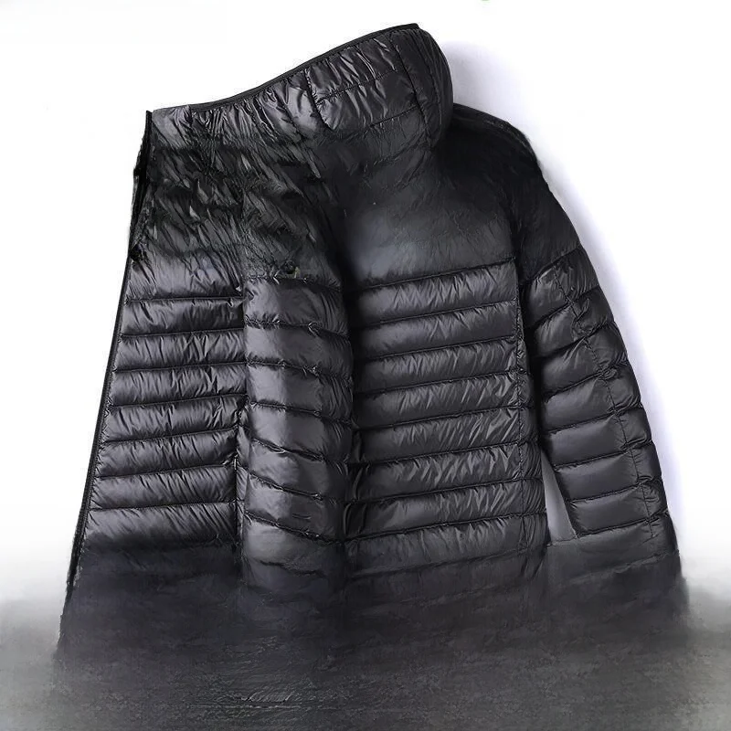 

Lightweight ort Puffer Jaet Men's Stand Collar Hooded down Coat Slim Fit Youthful Sle Warmth Regular Thin Basic Trend