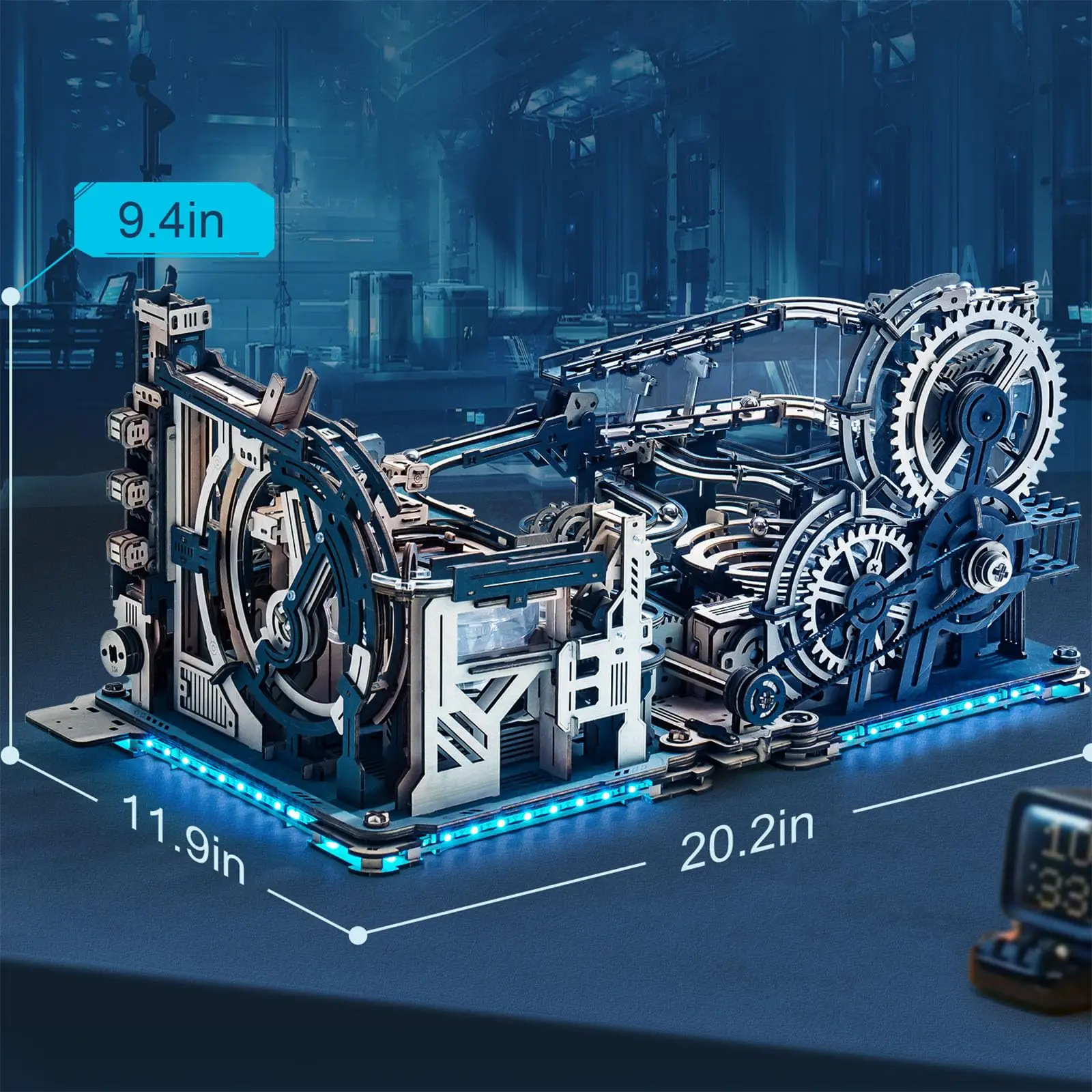 ROBOTIME Rokr 3D Wooden Puzzle Marble Run Machine with Crank Gears Acrylic Track Advanced STEM Model Unique XMAS Gift for Adults