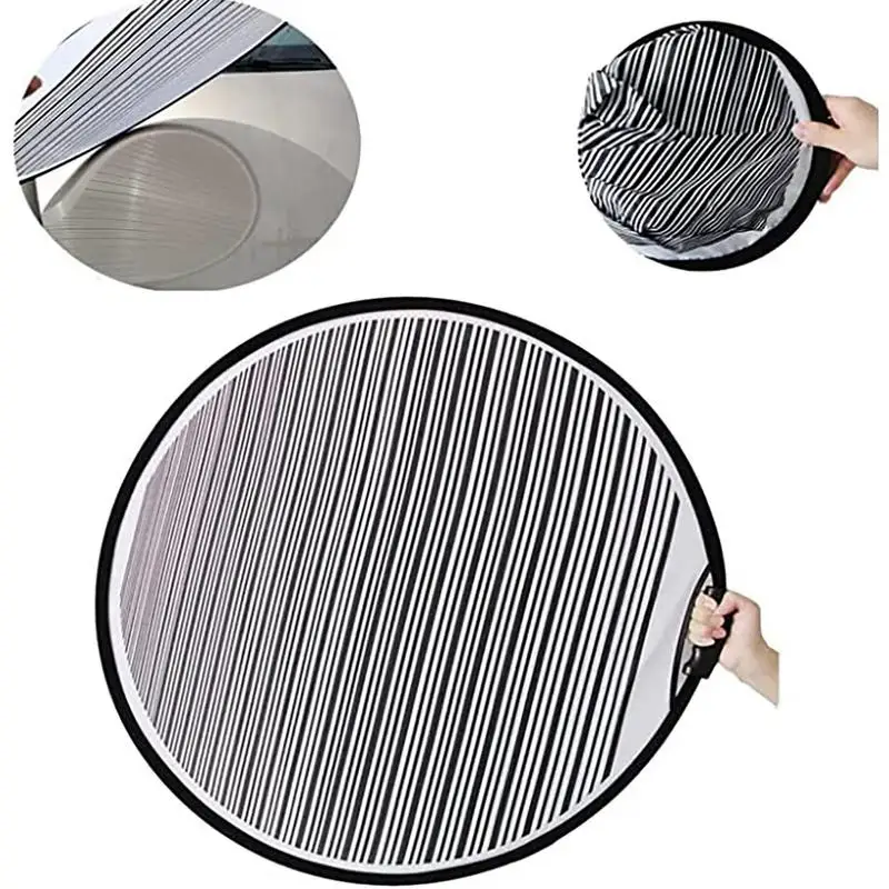 80cm Circular Striped Foldable PDR Lined Light Reflector Board Round Dent Panel Vehicle Scratch Hail Damages Car Check Tool