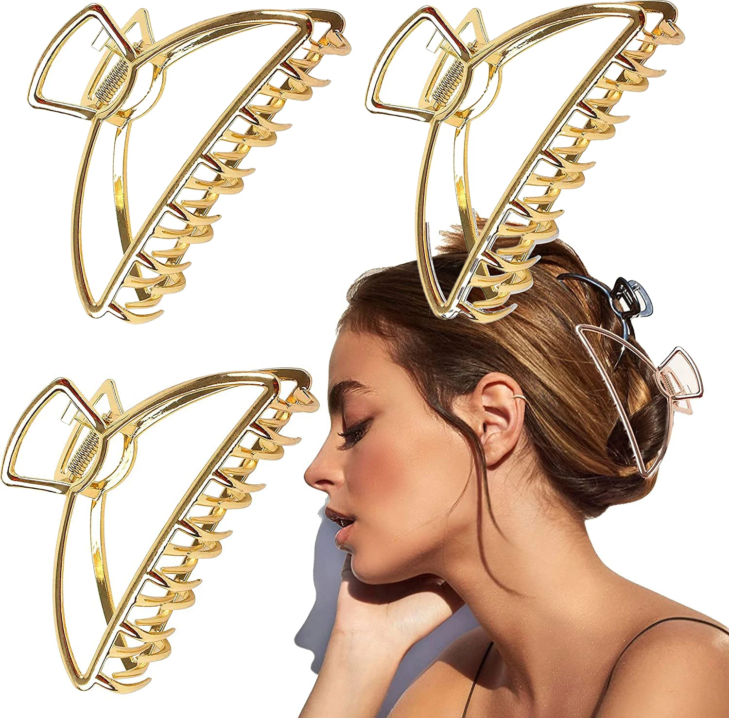 Women's metal hair clip suitable for all hair types Durable and anti slip simple fashion cute clip for girls and women