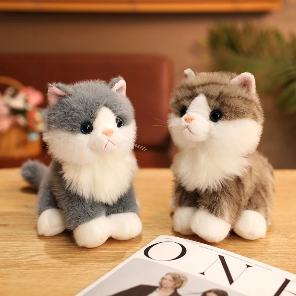 

Cute Realistic Kitten Plush Toy Soft Stuffed Sitting Cat Doll Lovely Desktop Pet Toy Gift for Girls And Boys