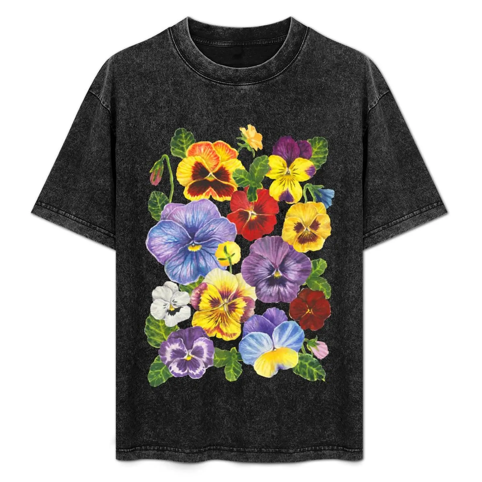 Watercolor pansy flowers - yellow mix T-Shirt baggy shirts custom shirt summer clothes slim fit t shirts for men