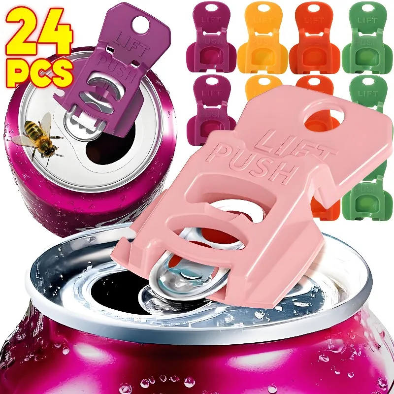 24/6PCS Farbe Getränke Dosenöffner Wiederverwendbare Einfache Dosenöffner Trinken Cola Schild Von Insekten Bier Cola kunststoff Deckel Küche Werkzeuge
