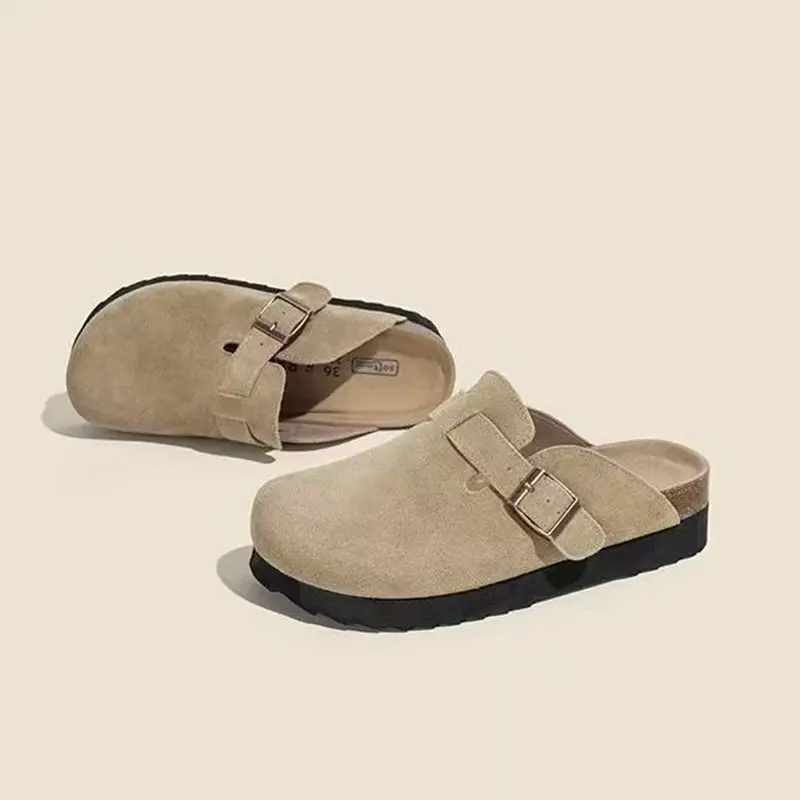 

Women Soft Sole Cork Clogs Spring Autumn Thick Sole Slip On Mules Outdoor Casual Shoes Half Slippers Comfort Footwear