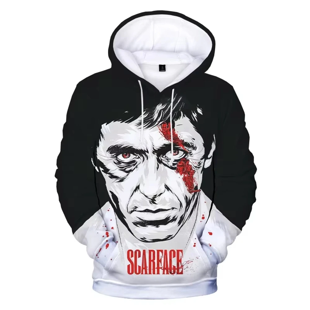 Men Hoodies Movie Scarface 3d Print Hoodie Men Women Fashion Long Sleeve Graphic Hoodie Sweatshirt Oversized Coat Women Sweats view 2