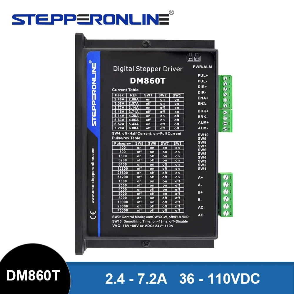 Digital Stepper Driver 2.4-7.2A 18-80VAC or 36-110VDC for Nema 34 Stepper Motor