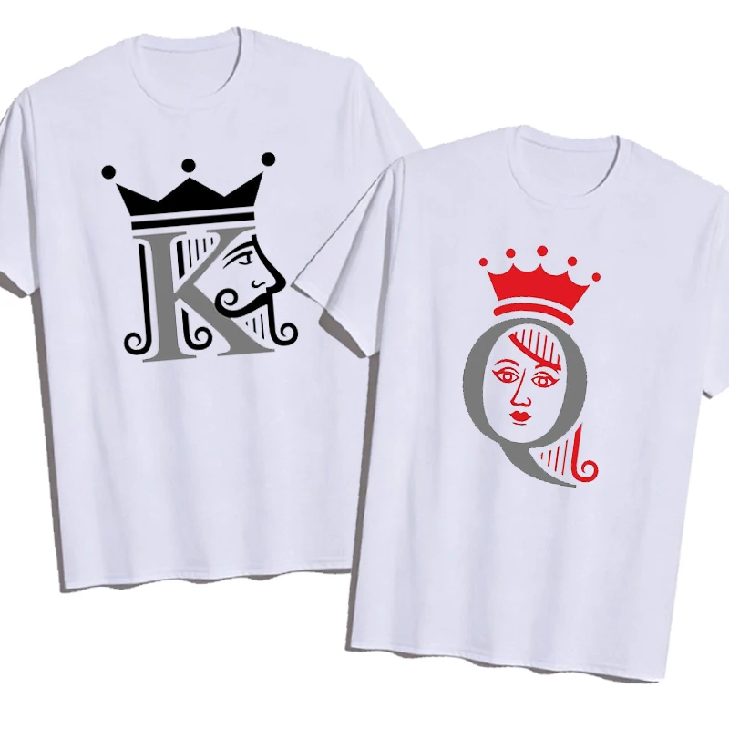 

King and Queen Graphic T Shirts С Принтом K and Q Couple T Shirt Couple Shirt Lovers'clothes Couples Dress Couples T Shirt