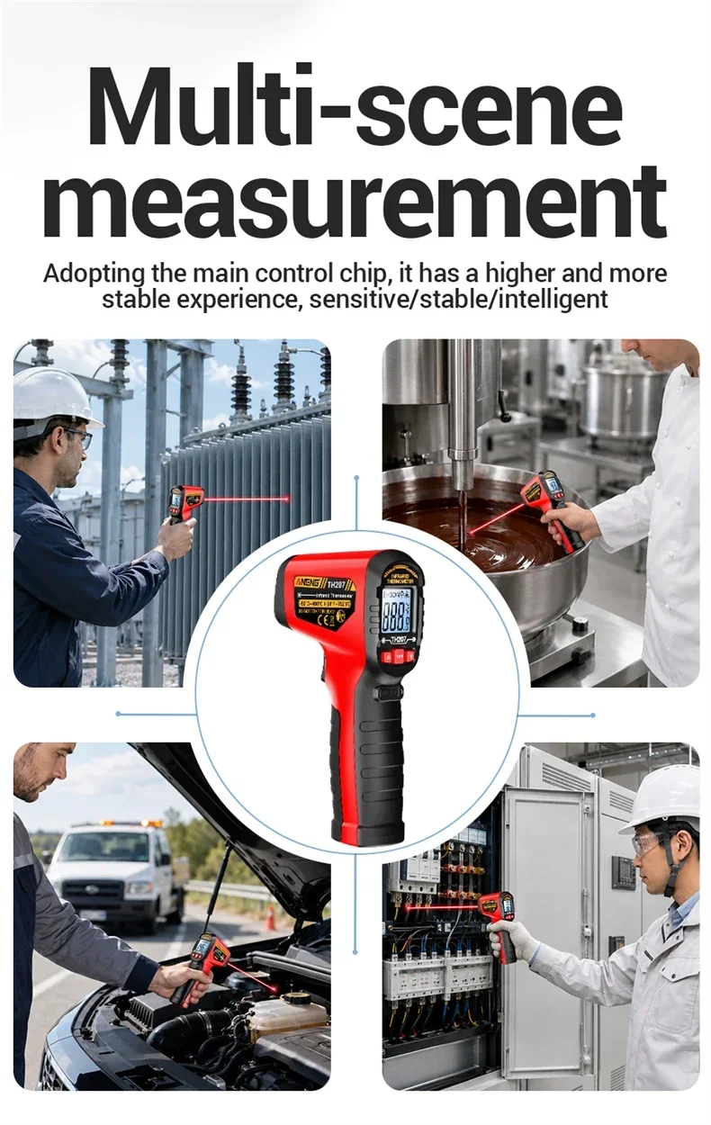 ANENG TH207 Digitales Infrarot-Thermometer Laser-Thermometer Berührungsloses Laser-Thermometer Industrie-Werkzeug Laser-Oberflächen-Temperaturmessgerät – Detail 2
