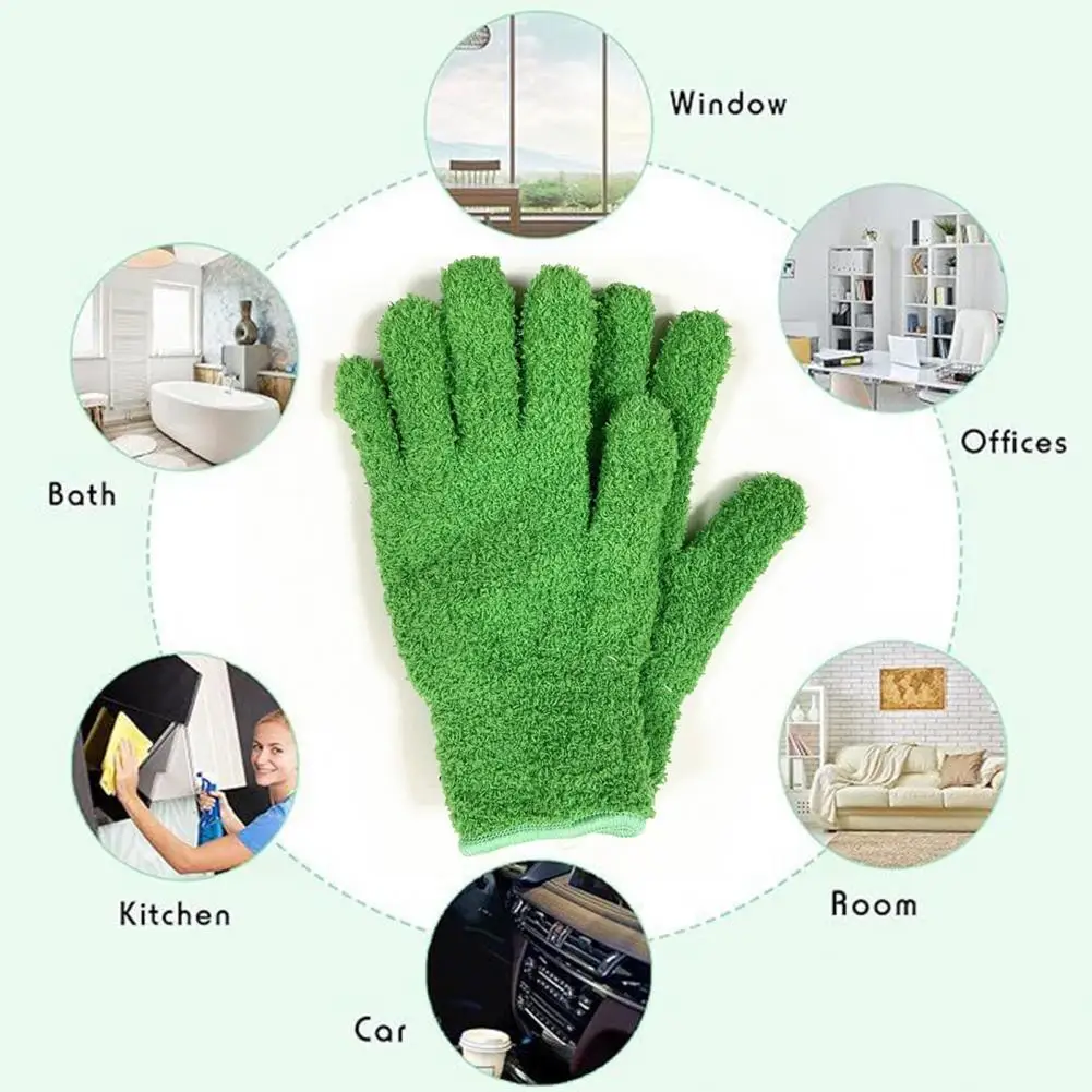 1 Pair 23cm Microfiber Dusting Gloves Plant Leaf Cleaning Gloves Fuzzy Dust Removal Gloves For Indoor Plants Furniture Blinds