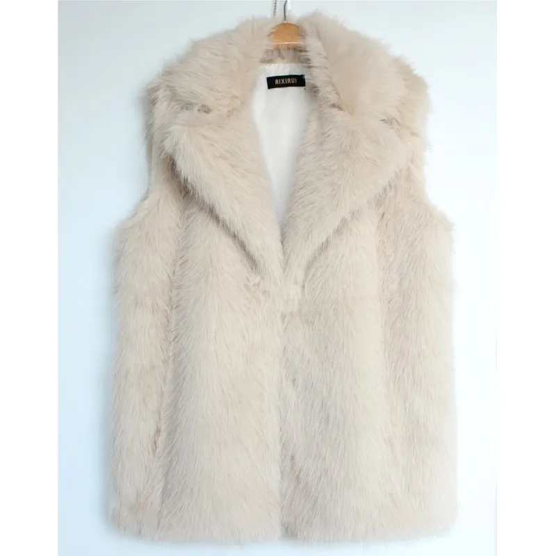 2025 الشتاء رشاقته الدفء بلون صدرية جاكيتات إطالة الفراء رقيق معاطف طويلة ملابس خارجية الرجعية المرأة فو الفراء سترة #5