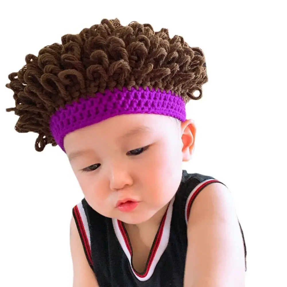 High Quality Cute Wig Cap Breathable High Elasticity Knitting Hat Infant Toddler Photography Props for Baby