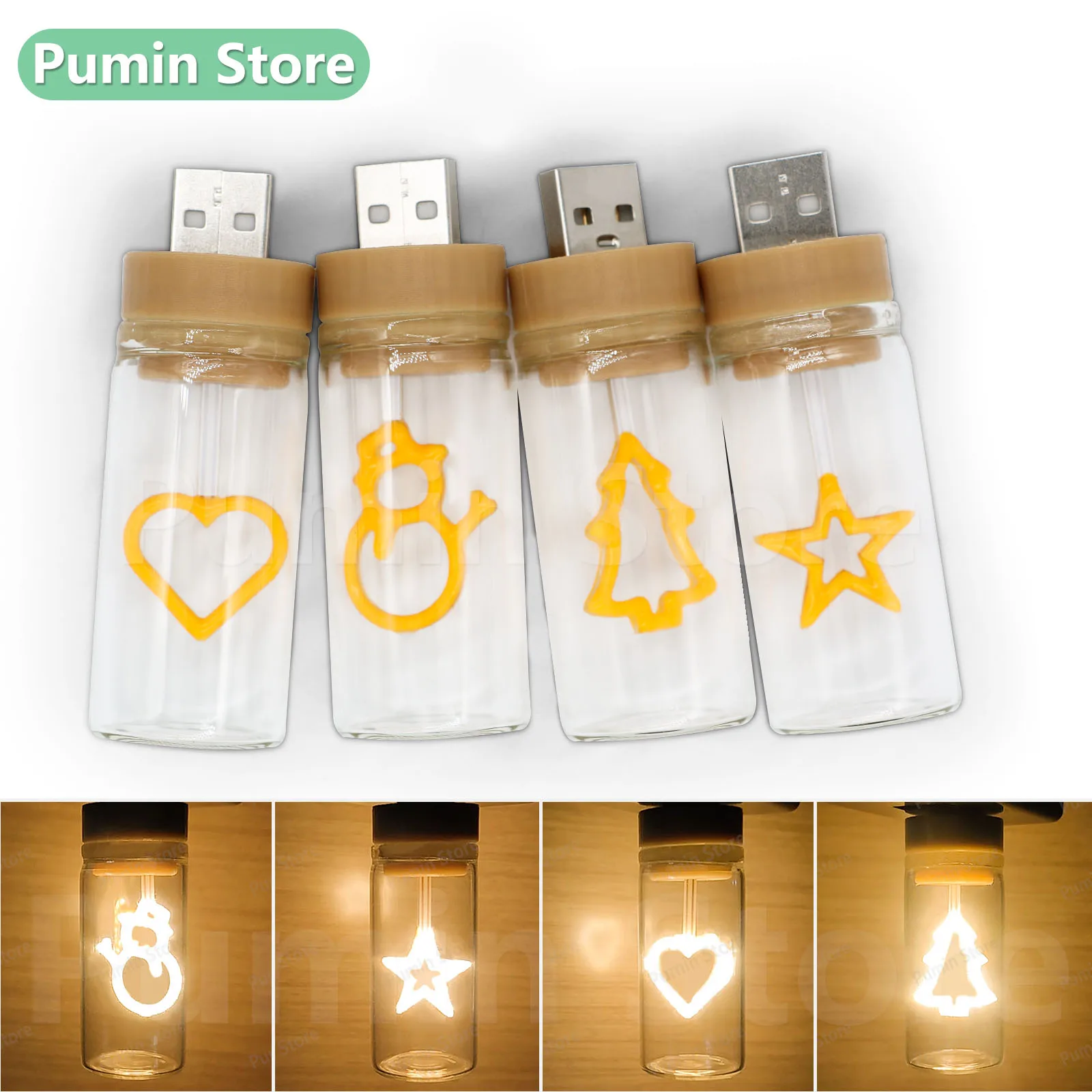 

Светодиодная лампочка 5 В постоянного тока, Рождественская USB-лампа, Рождественская елка/звезды/сердечки/снеговик, украшение для дома, комнаты, кемпинга, теплый свет, портативный, 1 шт.