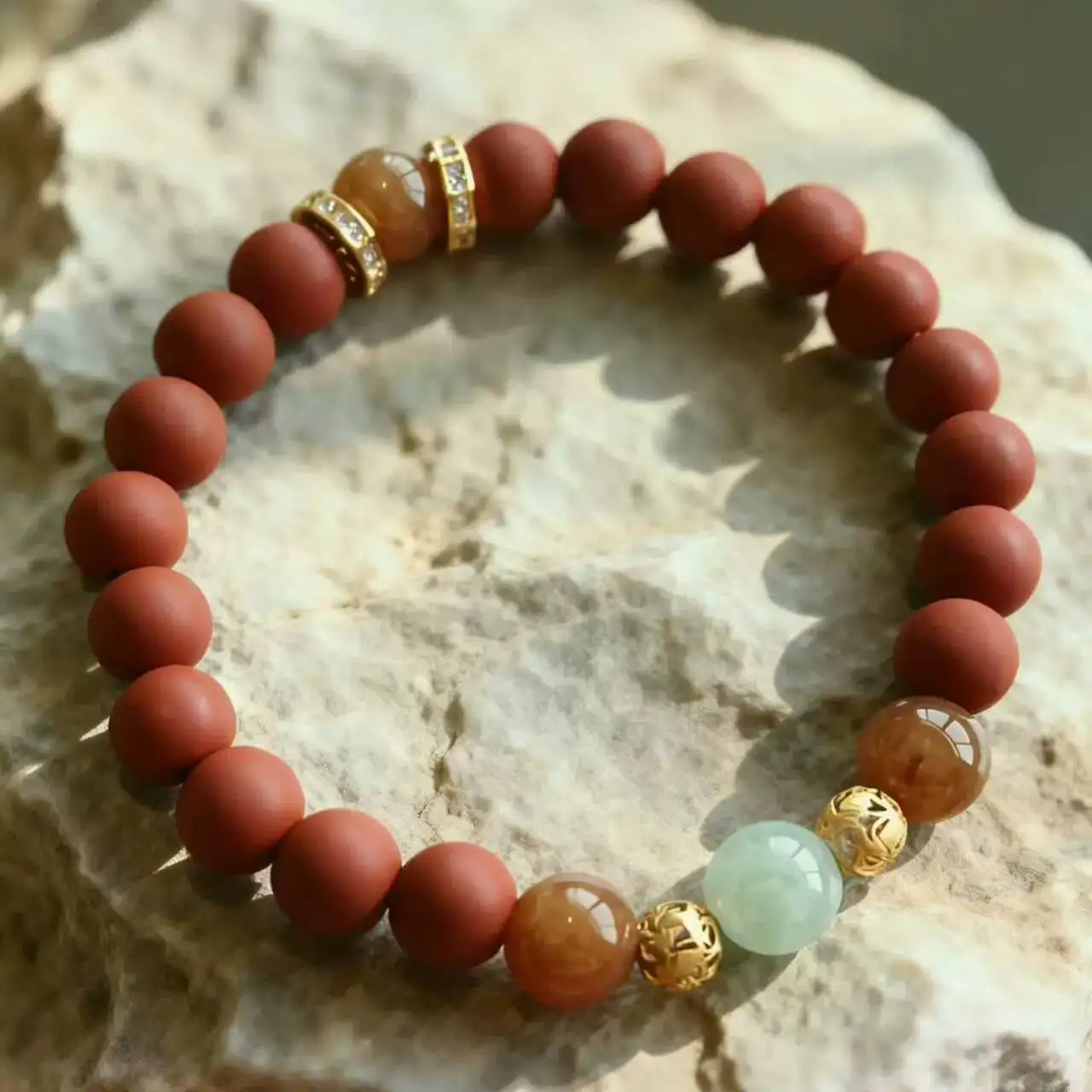 A Piece Of Jinluo Nuan / Vintage Light Luxury Purple Clay Bracelet For Women, Niche Jade Beaded Bracelet, Women's Accessories