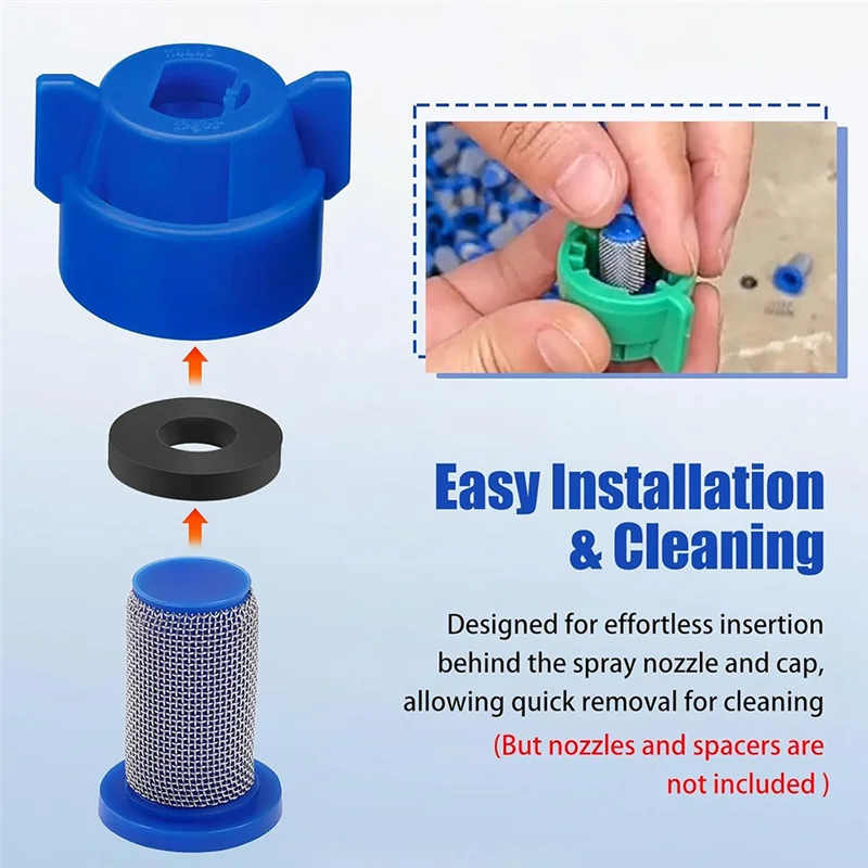 

ABCA-Strainer For Teejet Sprayer Replacement Parts- 16Pcs 8079-PP-50 Nozzles& Stainless Steel 50 Mesh Filter Screen Set