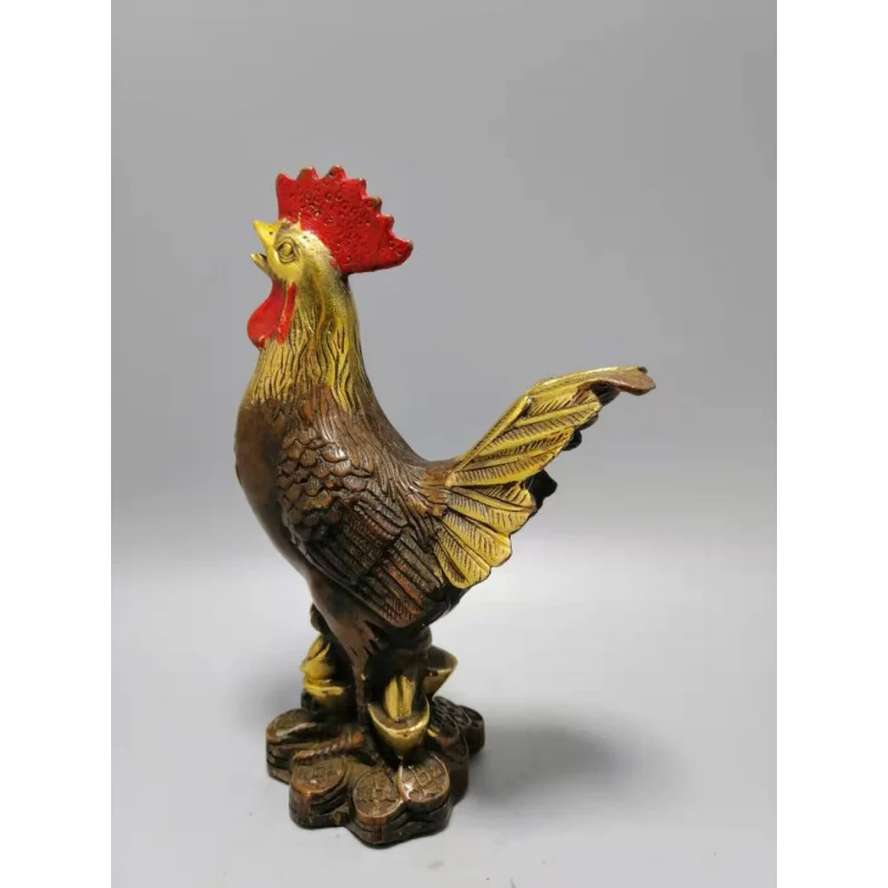 Antique Copper Rooster Ornament Zodiac Money Chicken Home Decoration Copper Chicken Metal Craft