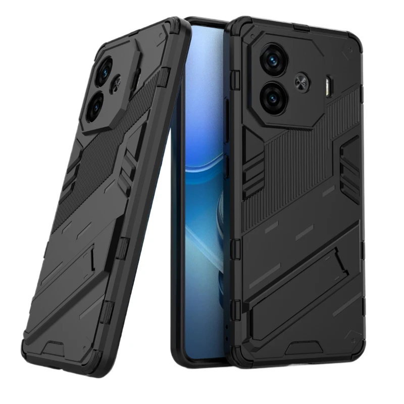 For VIVO iQOO Z9 Turbo Z9X 5G Case Back Cover Shockproof Armor Anti-Fall Protect Back Cover Coque Kickstand Phone Case