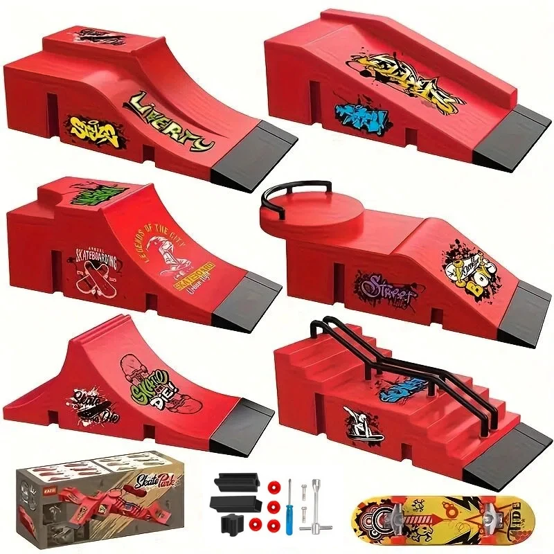 Children Finger Sports Toys Finger Skateboard Game Park Site Step Ramp Scene Props Mini Fingertip Skateboard Set Gift Adult Toys