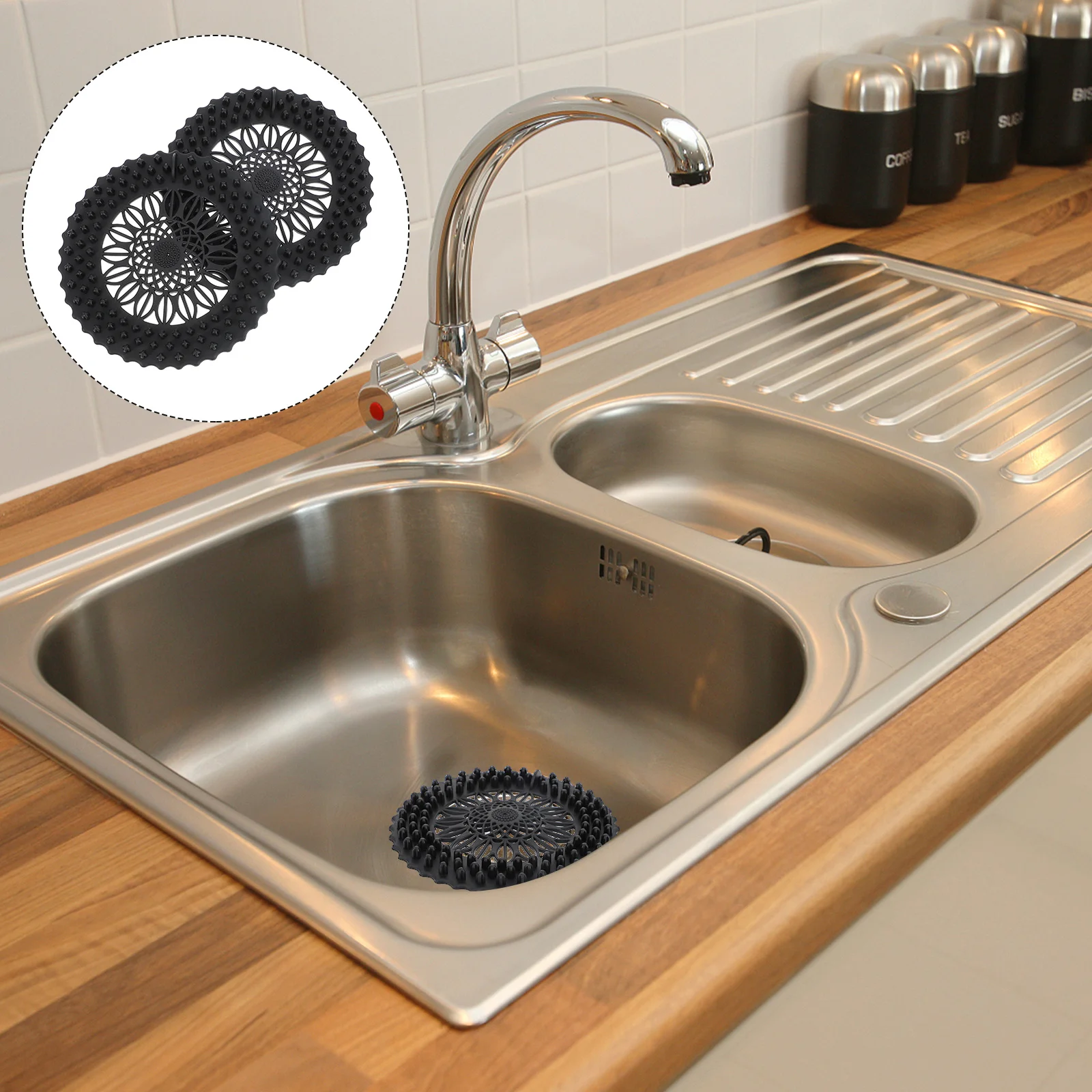 

2 шт., сливной уловитель волос, черный фильтр для раковины для кухни, пола, душа, универсальная раковина, фильтр для мусора, пластиковая защита для слива