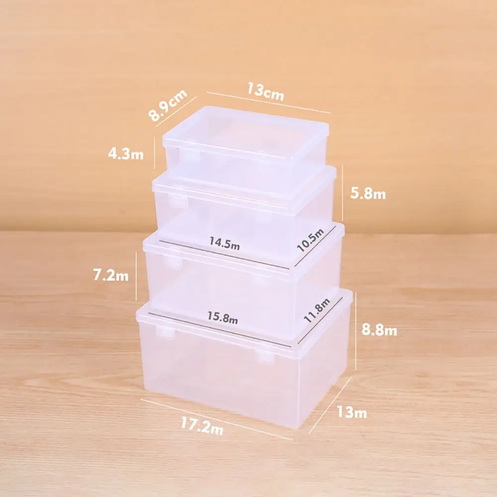 1Pcs Thickened Storage Box Rectangle Portable Plastic Case Transparent Small Medium Large Flip Box