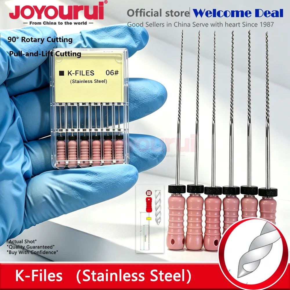 Lot de 6 instruments endodontiques en acier inoxydable : lime K et alésoir H pour traitement des canaux radiculaires 06 #   Dentista 21mm/25mm/31mm