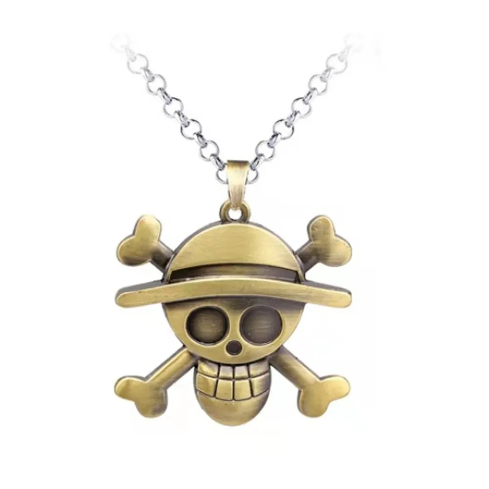 Anime One Piece Monkey D Luffy Straw Hat Skull Rubber Fruit Luffy Action Figure Model Kids Toys Metal Keychain Pendant