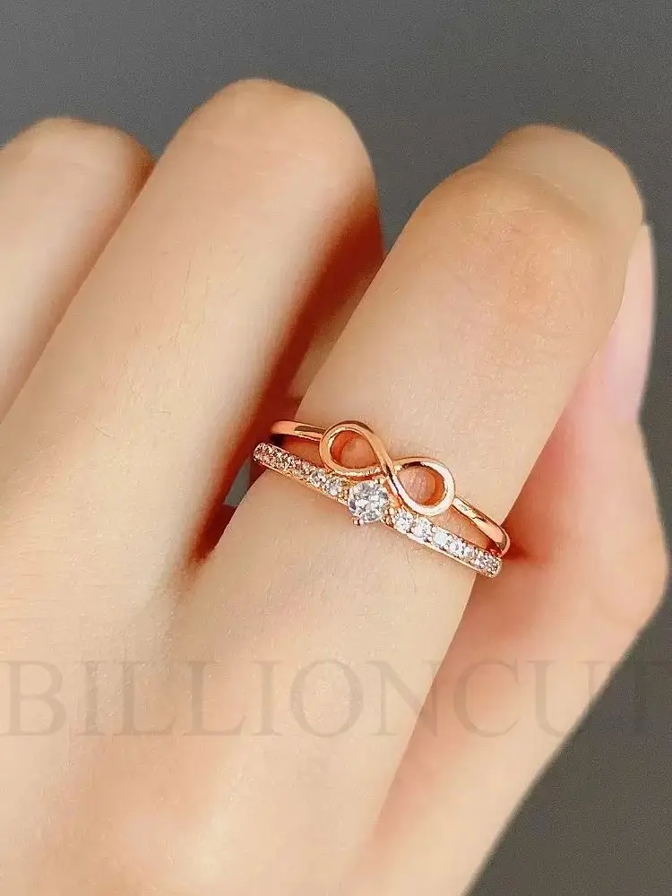 Boîte Rose éternelle en argent Sterling 925, bague d'amour infini, bijoux à la mode, bagues de fiançailles de luxe, cadeau d'anniversaire