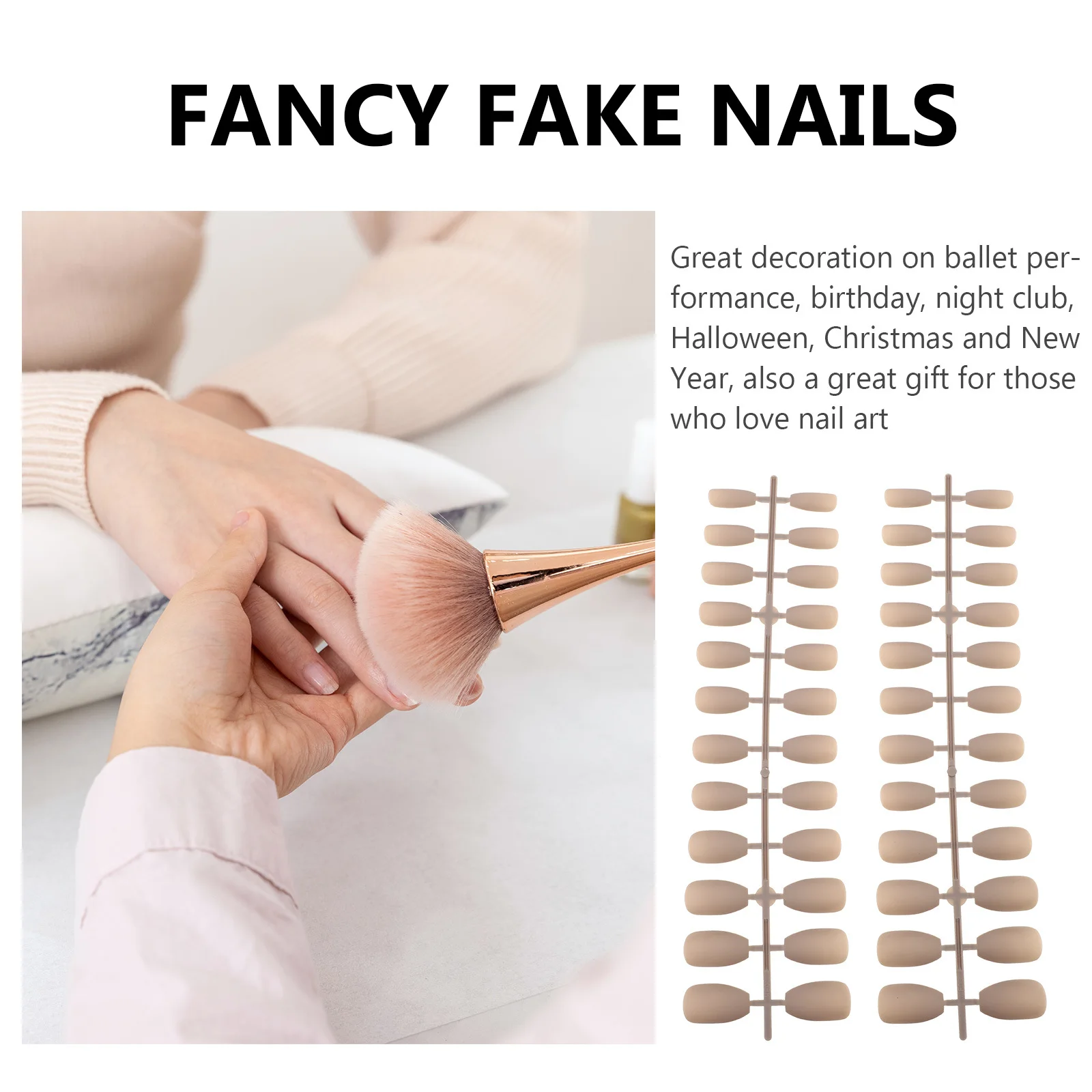 مجموعة واحدة من الأظافر الصناعية الطويلة للنساء، مجموعة فنية للأظافر المزيفة الأنيقة، أطراف أظافر رائعة على شكل مثالي لملابس النادي الليلي في عيد الميلاد والهالوين