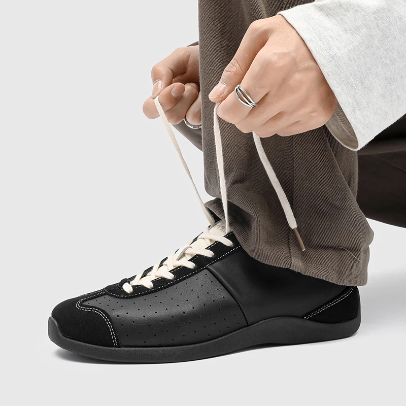 

2026 Spring Summer Casual Shoes Men Size 36-44 Casual Women Men Flats Shoes Leather Lace-up Comfort Round Toe Zapatillas Hombre