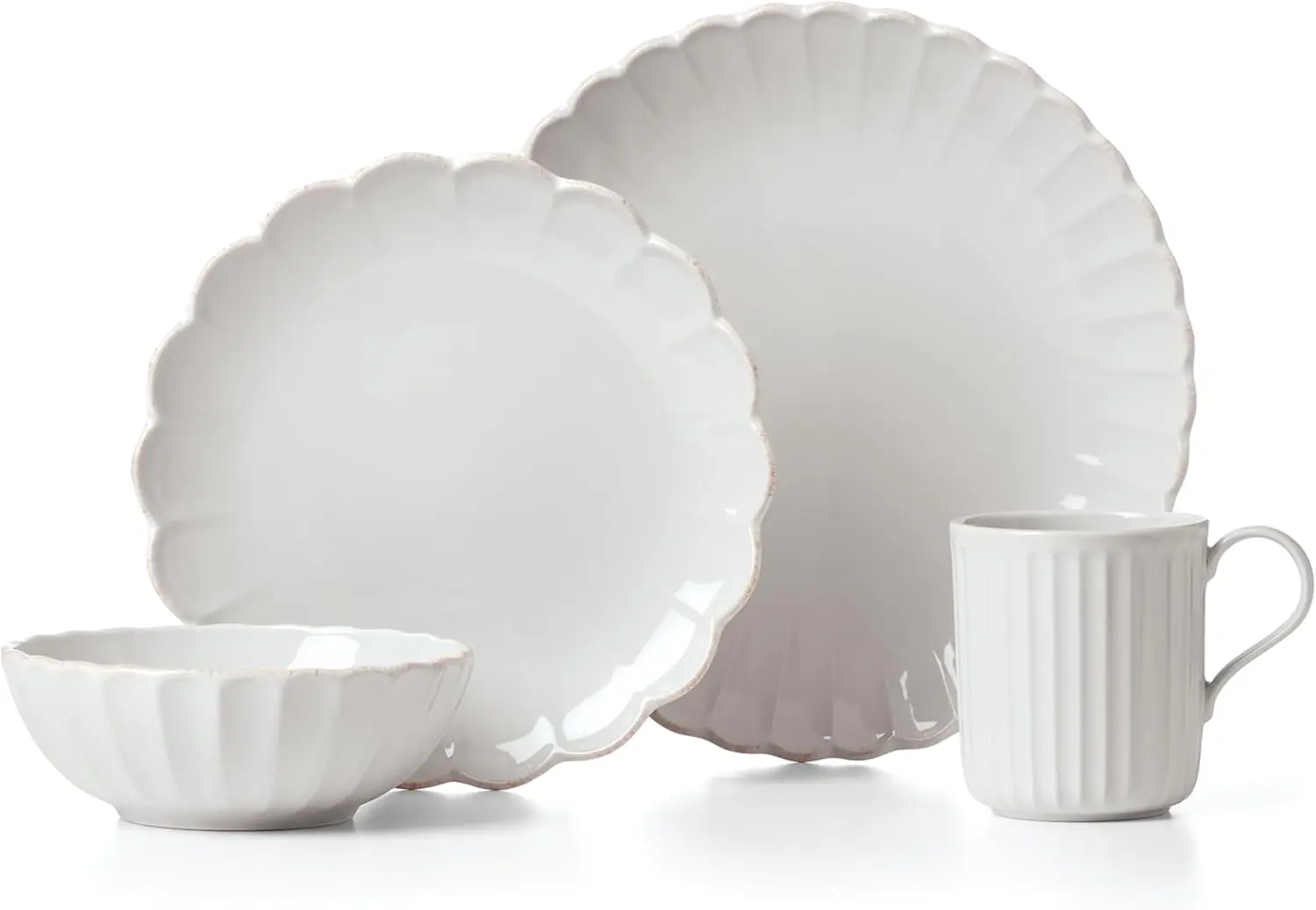 

French Perle Scallop 4-Piece Place Setting, 5.55 LB