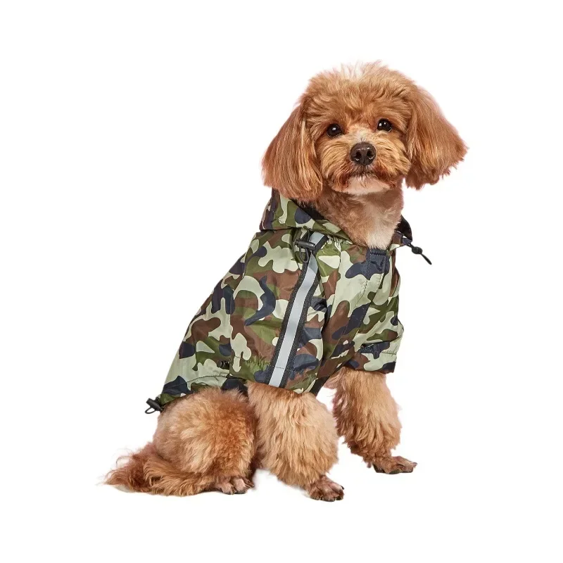 Pet Raincoat 1PC Cats & Dogs Wind & Waterproof Raincoat Summer Breathable Camouflage Reflective Rain Poncho Small & Medium