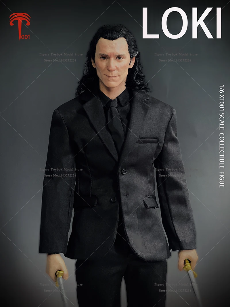 XT001 oryginalny 1/6 Loki czarny garnitur tkanina figurka człowieka Tom Holland Chaos Walking Mini symulacja 12 "pełny zestaw Model żołnierza