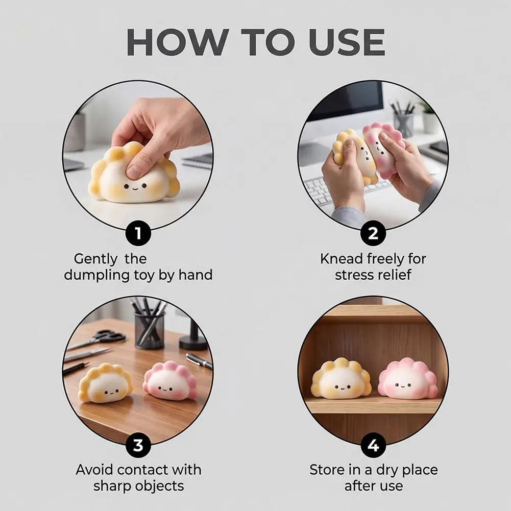 Niedliche Dumpling-Squishies, langsam aufsteigendes Fidget-Sensorikspielzeug, Kawaii Dampfbrötchen, Stressabbau-Quetschspielzeug für Kinder und Erwachsene, Geschenk – Detail 17