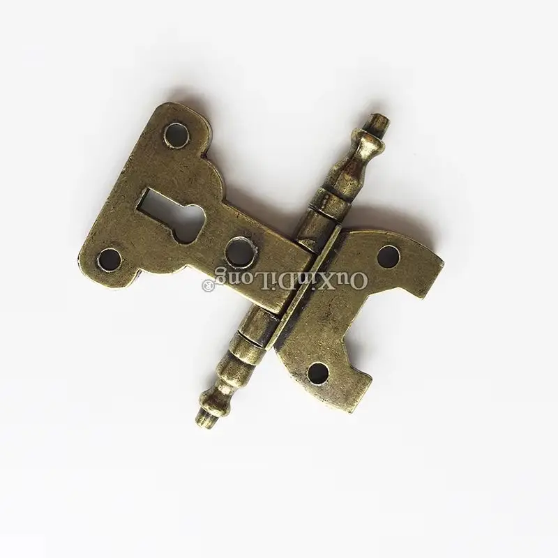 10PCS Zinc Alloy European Antique Furniture Hinges Cupboard Wardrobe Cabinet Door Hinge Wood Case Gift Box Dresser Hinges+Screws