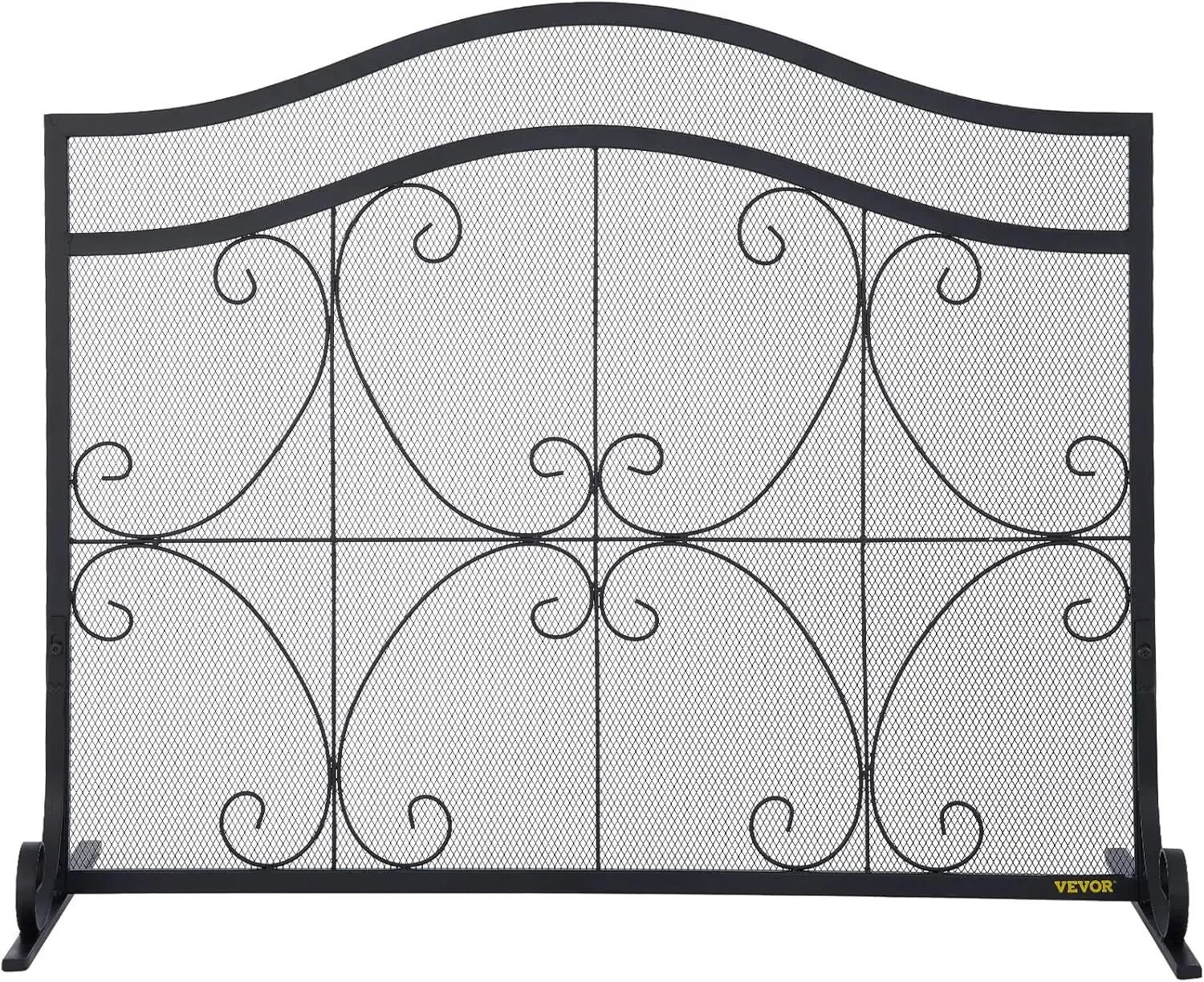 Fireplace Screen, 38 x 26.5 Inch,Heavy Duty Iron Freestanding Spark Guard with Support, Metal Mesh Craft