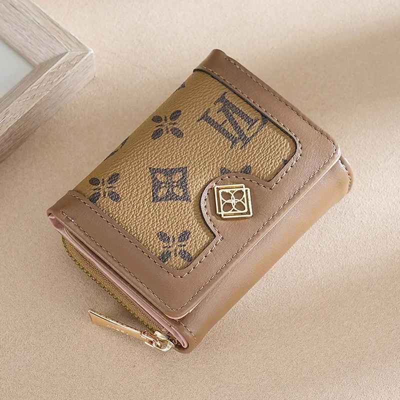 

Designer Luxury Wallet Women's 2026s New Short Wallet Tri-Fold Card Holder with Classic Monogram Print, Compact Coin Purse & Sty