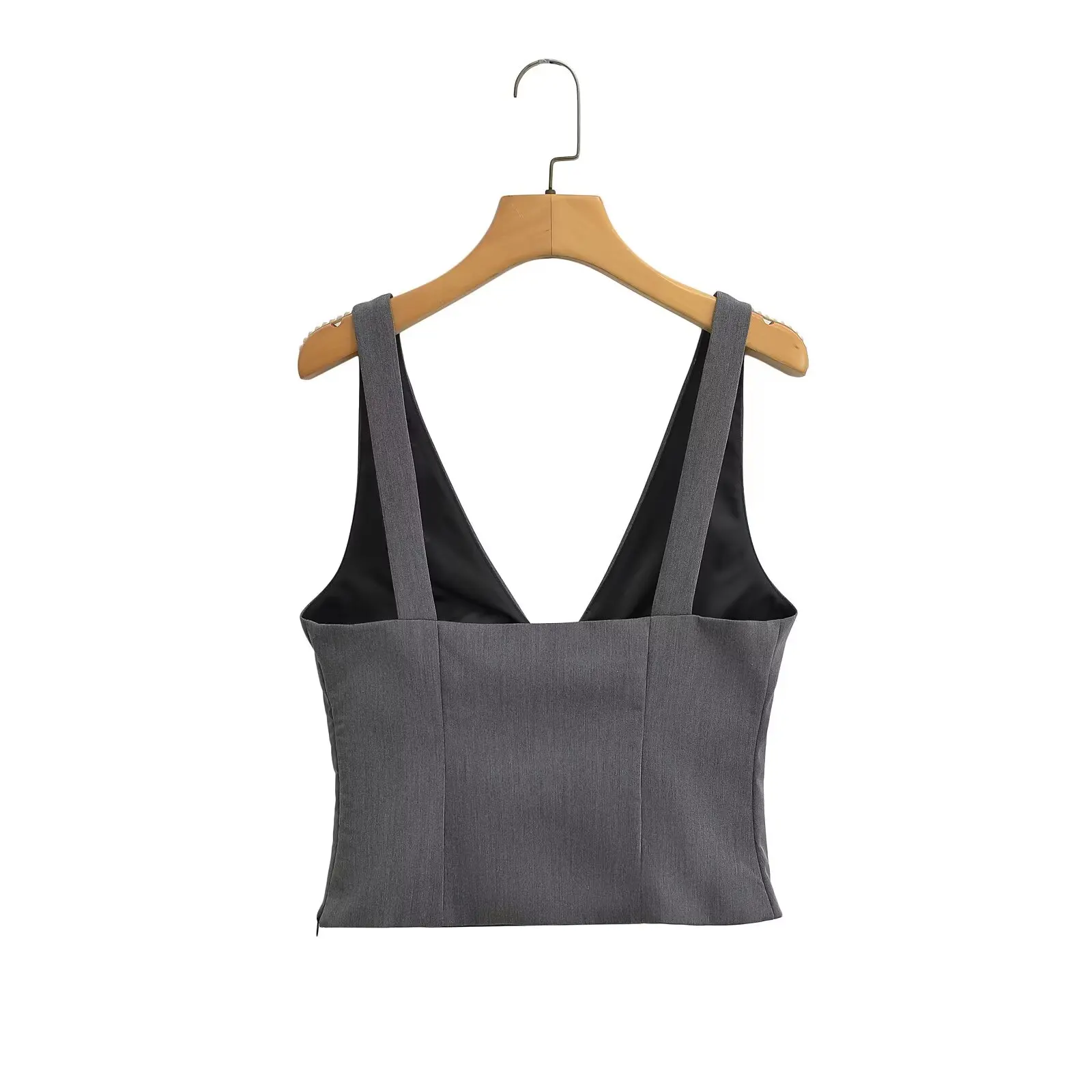 JNLEAOG printemps nouveau femmes Faion bijoux noeud haut taille haute gilet Dr Polyester Fiber Svel v-ne décontracté