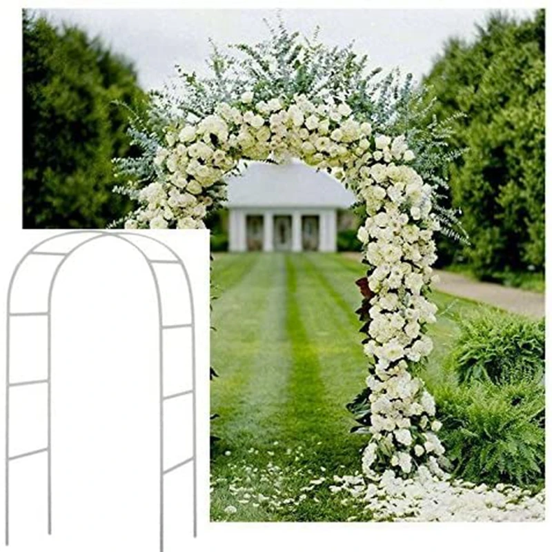 Metal White Garden Arch Wedding Arch Flower Arrangements Arbor Holder Frame Decor Garden Outdoor Climbing Plants Vines Holder