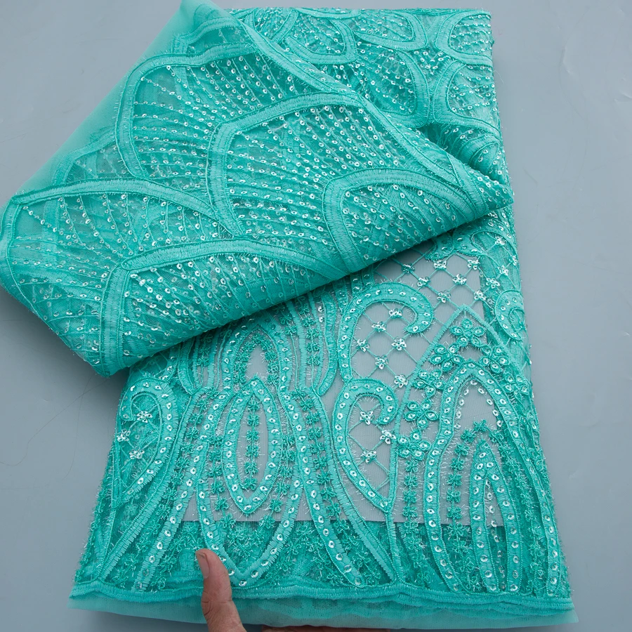 

Нигерийская кружевная ткань с пайетками 2026: высококачественное африканское кружево, французский тюль с вышивкой пайетками для вечерних и свадебных платьев