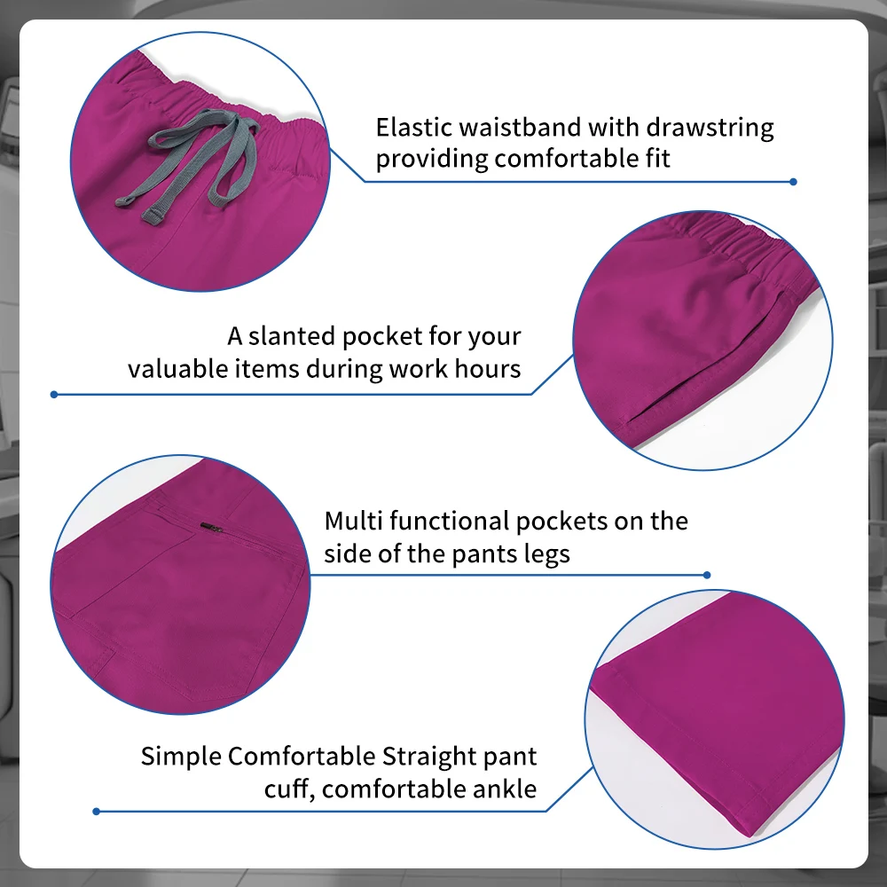 Medical Scrub Uniform Nurse Work Clothes Women Fashion Surgery Costume Unisex Nursing Uniform Elastic Scrub Set Dentist Workwear