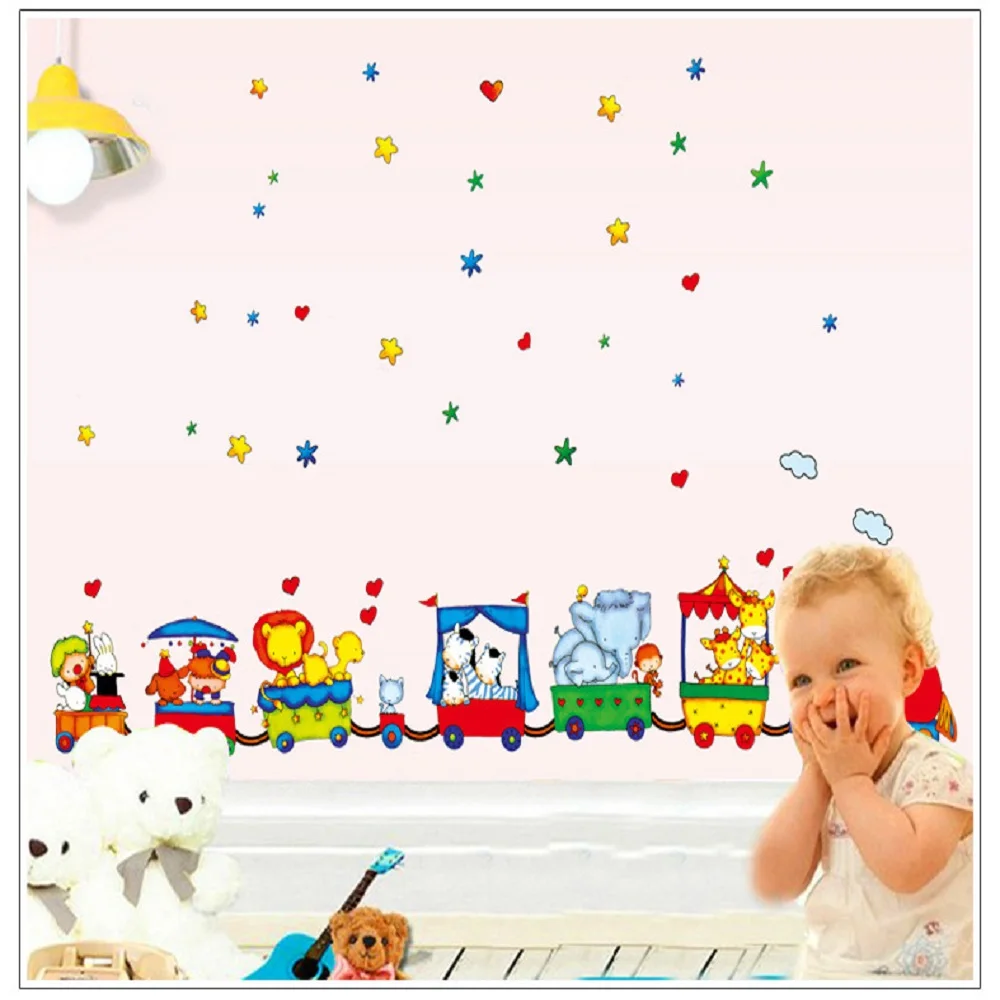 

Cute Animal Train Wall Stickers Decal Vinyl Art Kids Baby Nursery Room Cartoon Decor Home Decor