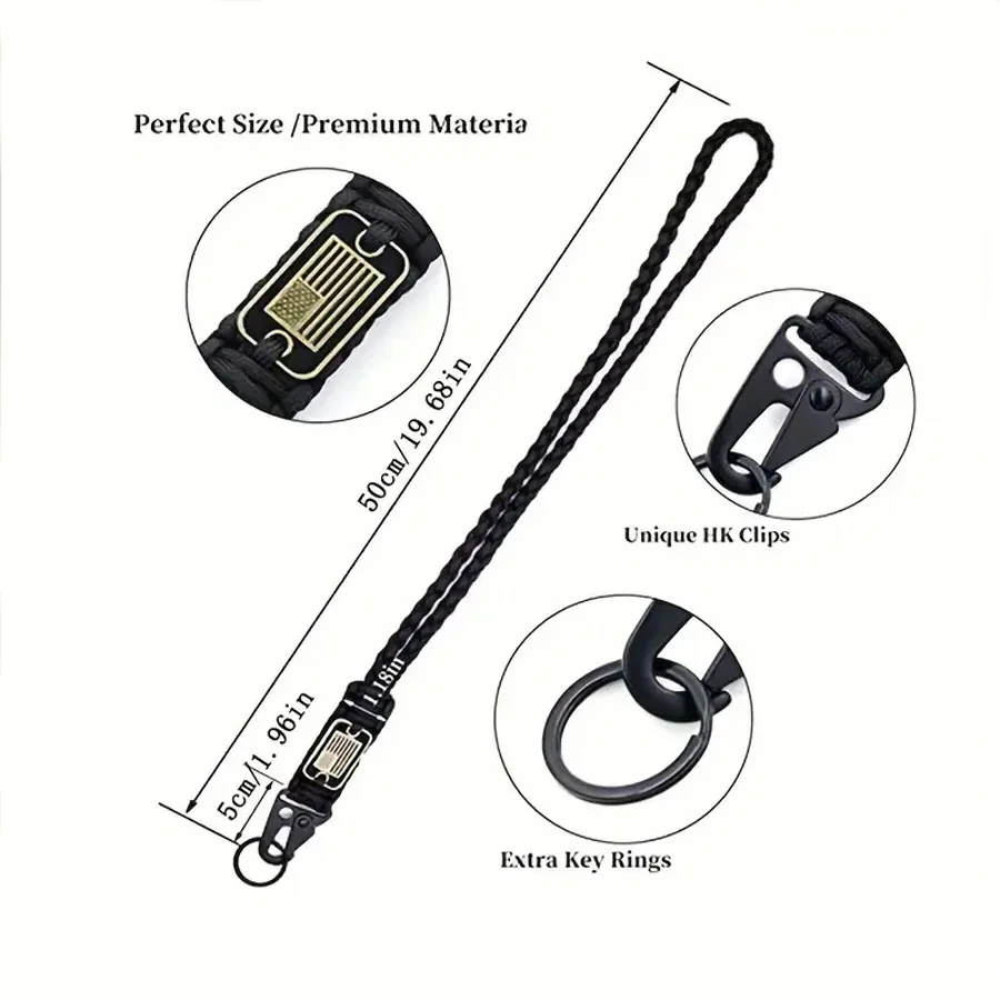 حبل هاتف منسوج جديد متعدد الوظائف عالي التحمل، حزام رقبة باراكورد مع وسادة بطاقة وإبزيم مخلب النسر المضاد للخسارة #2