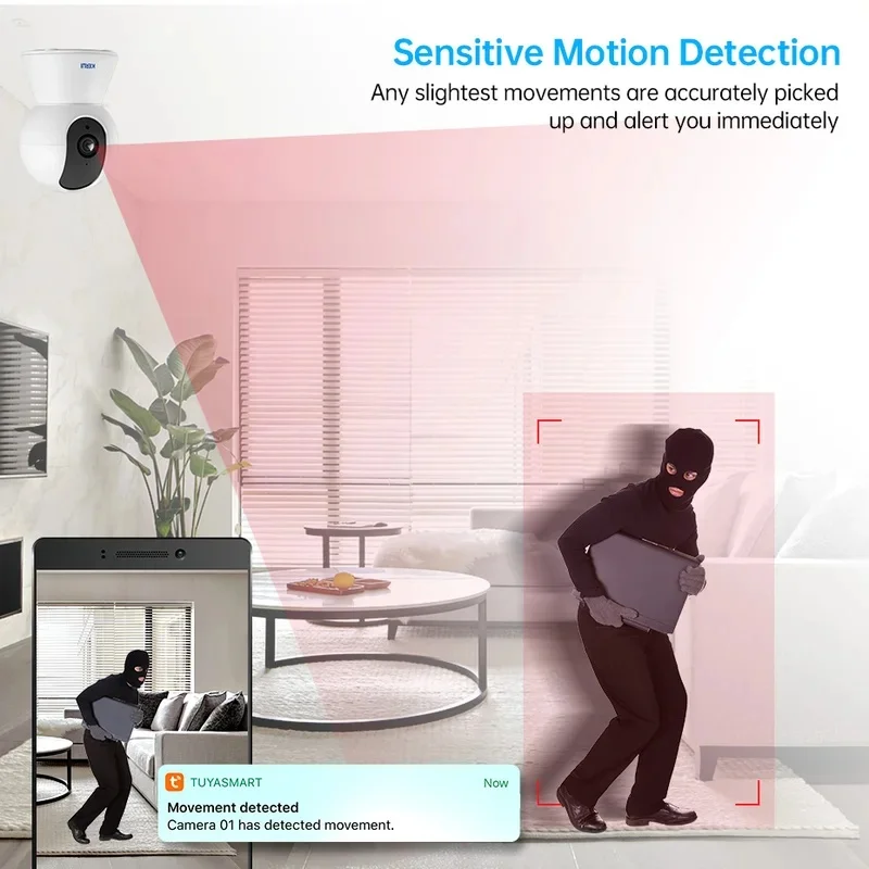 3MP Ultra HD WiFi Smart Home Camera, 360° Pan Tilt Rotation Wireless Indoor Security Surveillance Camera
