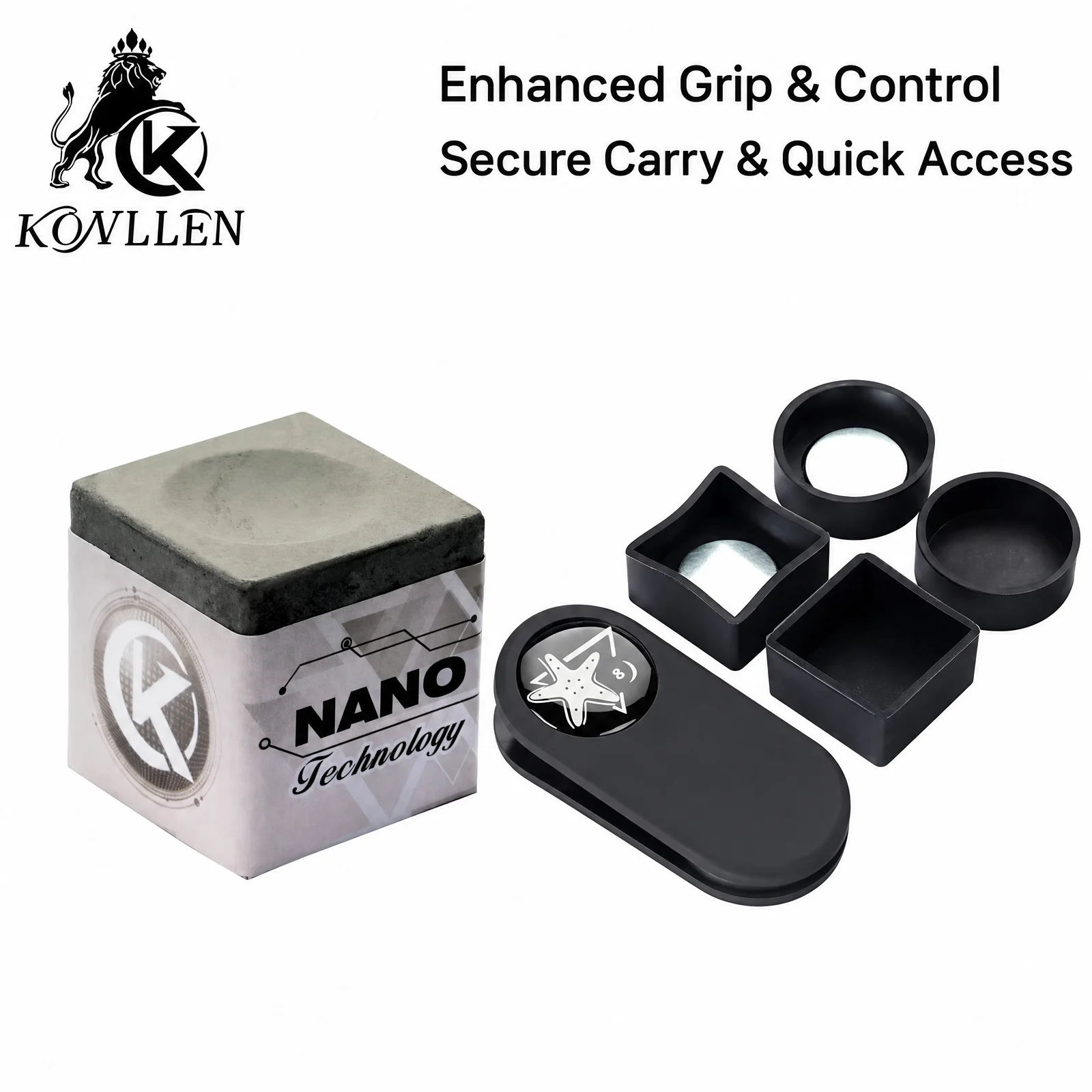 KONLLEN tizas de billar profesional con agarre de poder de adhesión, Taco de piscina de solidez, Snooker Carom Nano, accesorios de Material profesional accesorios para tacos de billar