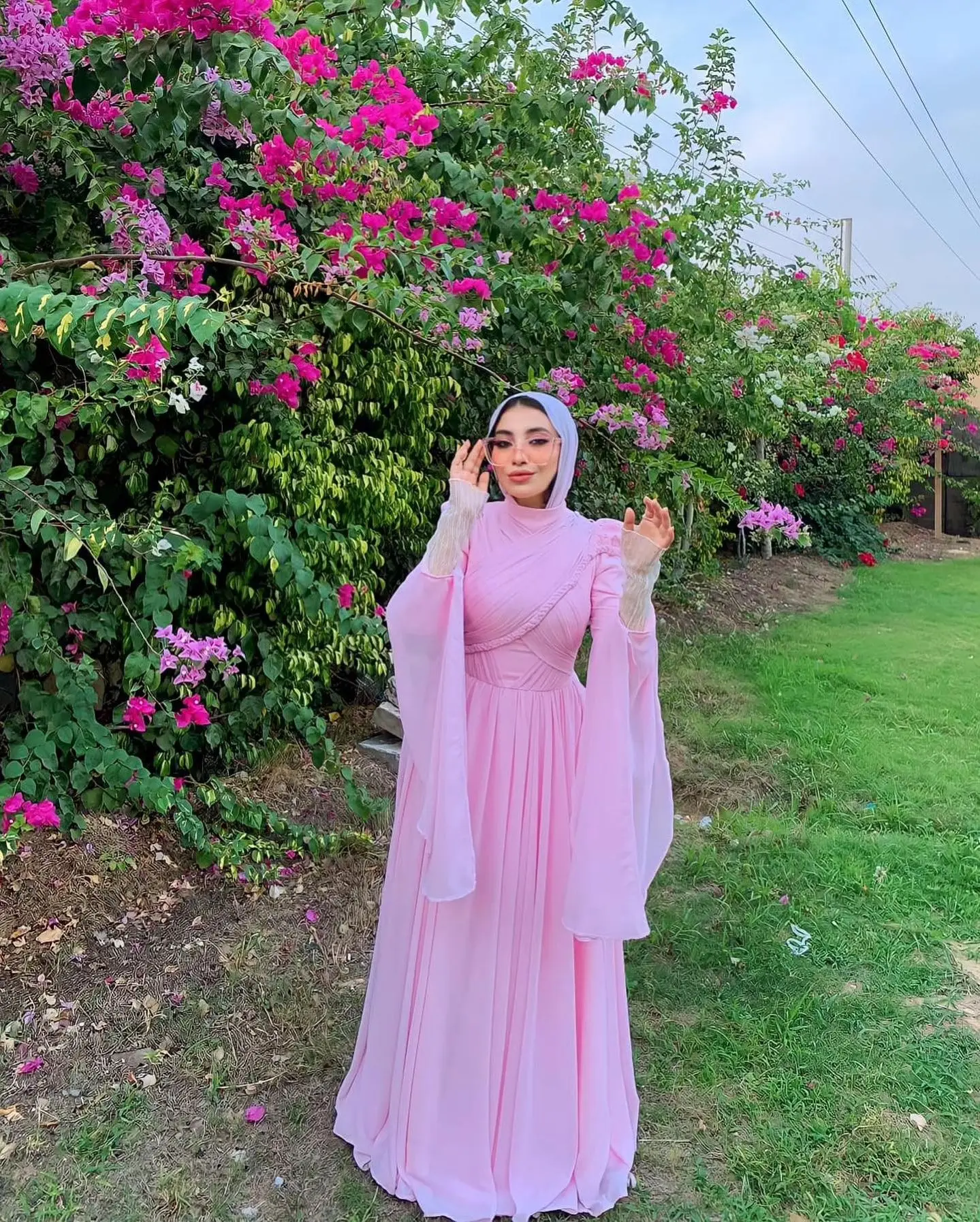 Jirocum Long Sleeve O Neck Muslim Prom Gowns Women Diamond Party Evening Gown Elegant A Line Arabian Formal Occasion Dress 2024