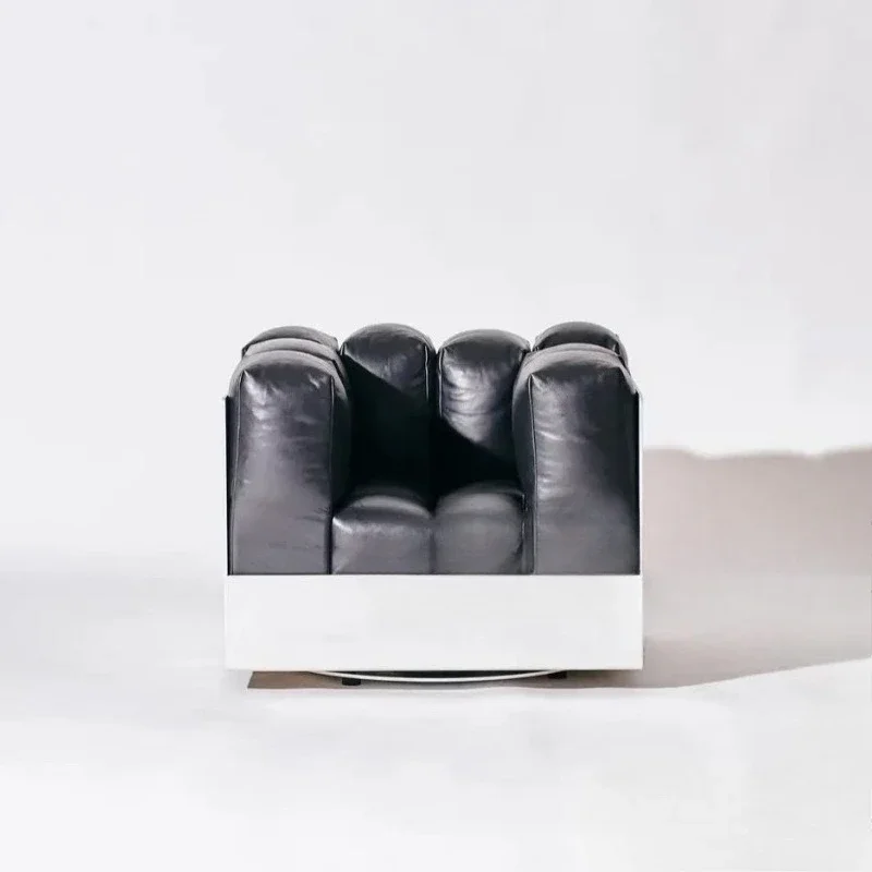 Designer module punk style living room lounge chair light luxury high-end retro single metal swivel swivel sofa chair