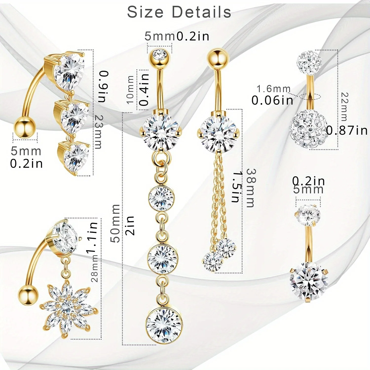 Cute Cubic Zirconia Dangle Belly Button Ring