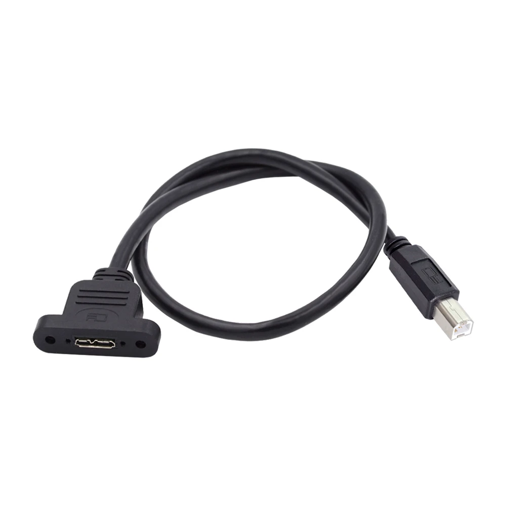 Type-B USB2.0 Male to Micro 3.0 Type-B Female Screw Mount Type Extension Cable 480Mbps