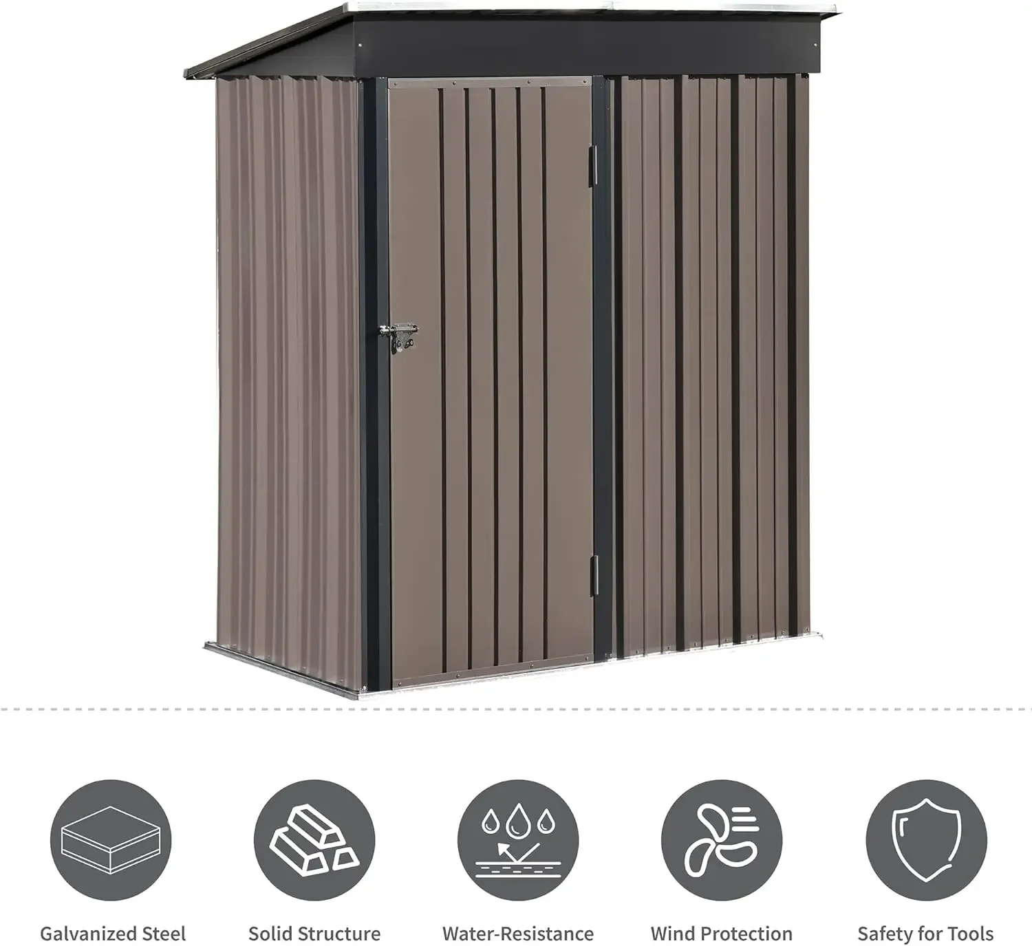 Imagem -05 - Prefab Brown Tool Cabinet para Armazenamento de Quintal Shed Outdoor Garden Shelter Lawn House 5ft Wx3ft L-shed Shed para Blocos de Construção Garden Shed