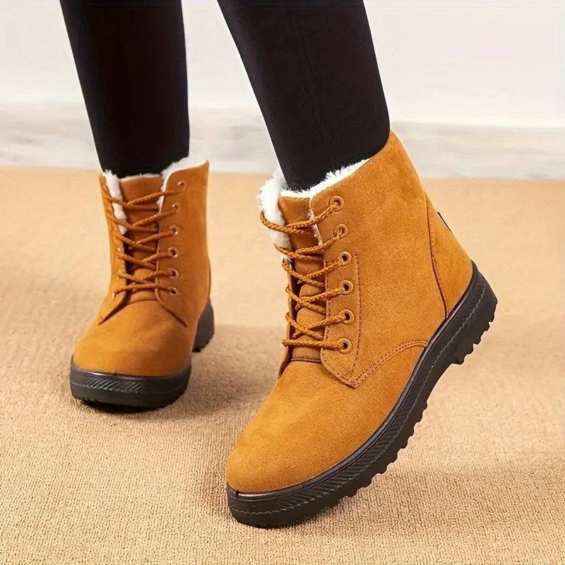 Women's Boots 2023 Winter Boots with Fur Low Heels Snow Boots Ankle Bota Feminina Platform Booties for Women Winter Shoes Heeled